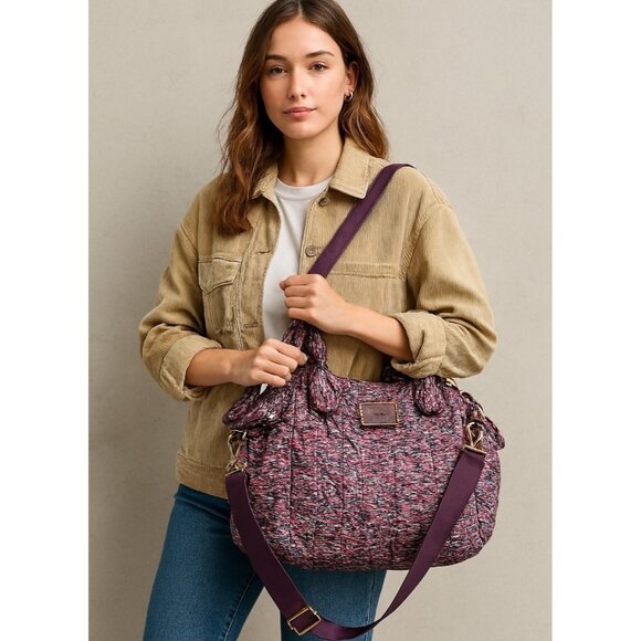 Marc By Marc Jacobs Shoulder Handbag Purple Abstract Print Crossbody Tote - Picture 2 of 16